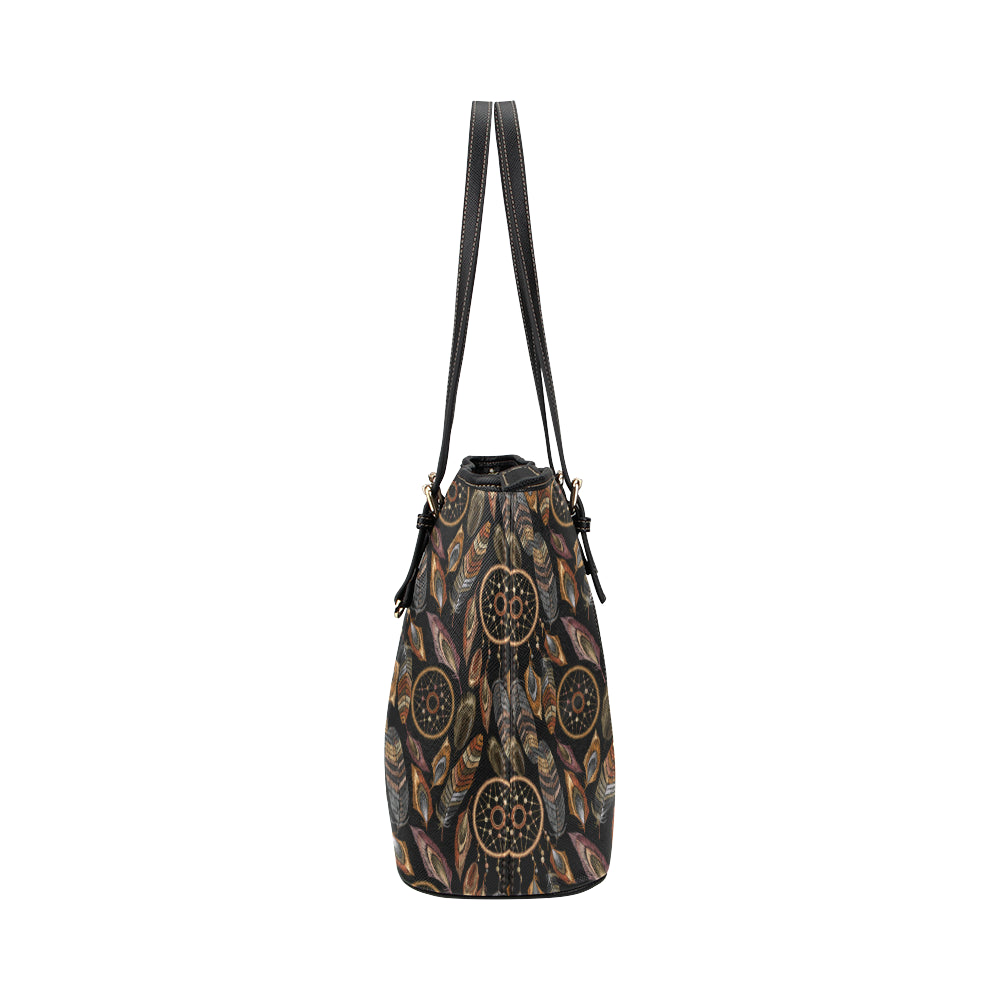 Dream catcher embroidered style Leather Tote Bag