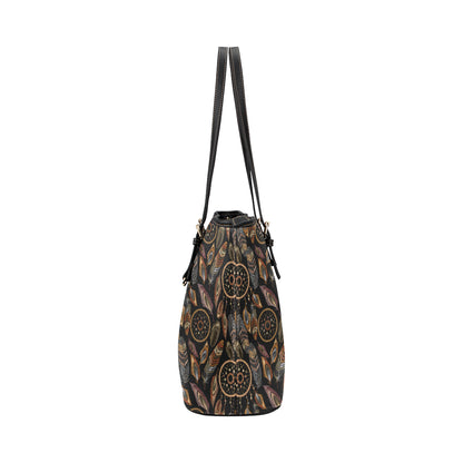 Dream catcher embroidered style Leather Tote Bag