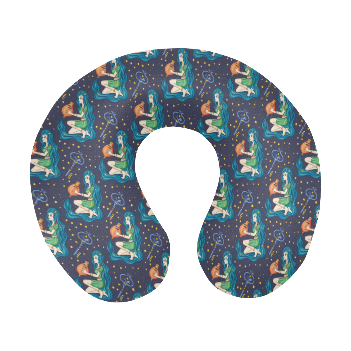 Aquarius Zodiac Pattern Print Design 03 U-Shaped Travel Neck Pillow
