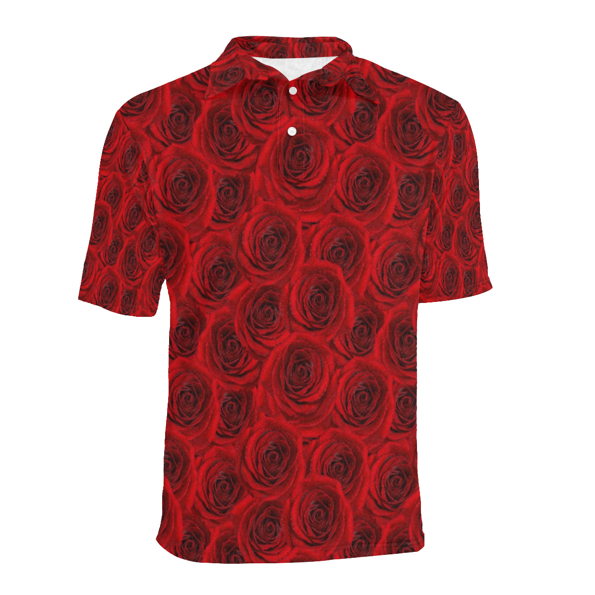 Rose Red Pattern Print Design RO04 Men Polo Shirt