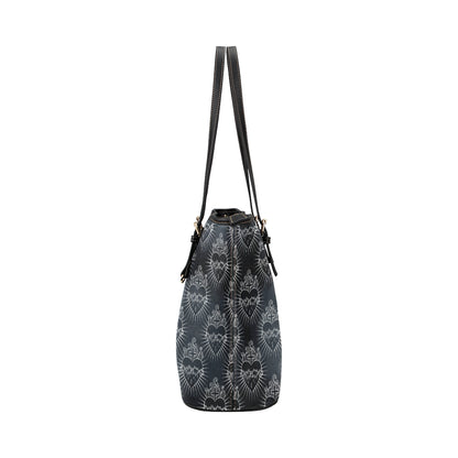 Christian Heart Tattoo Style Leather Tote Bag