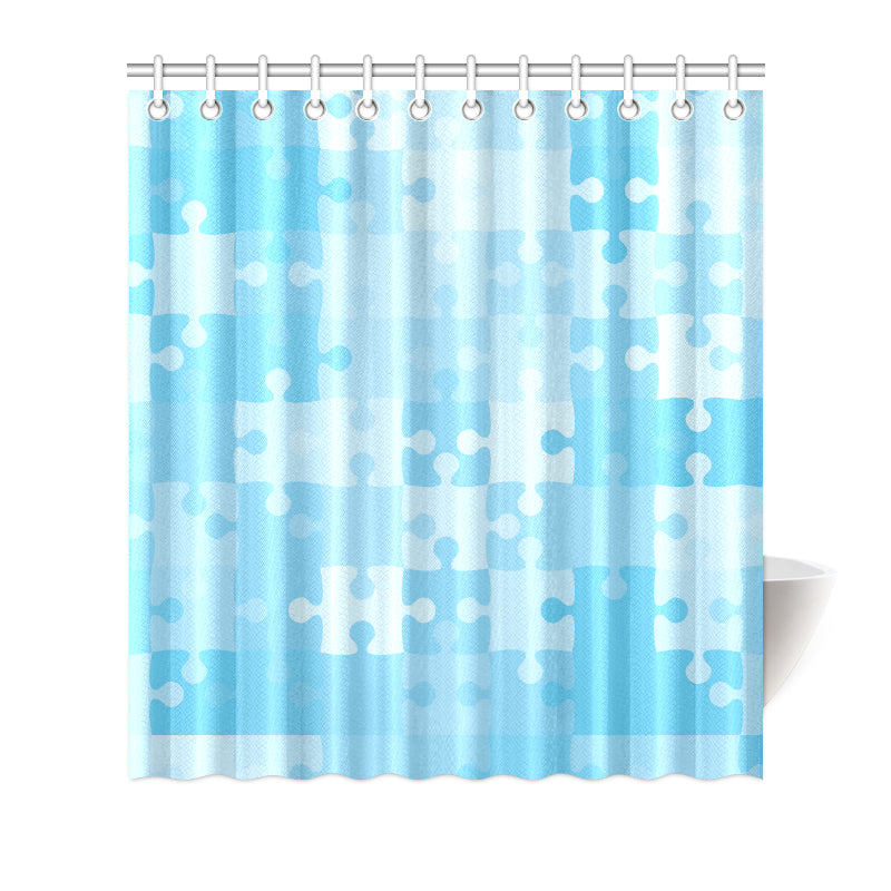 Puzzle Blue Pattern Print Design A04 Shower Curtain