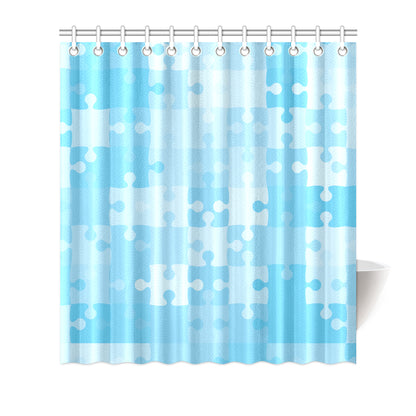 Puzzle Blue Pattern Print Design A04 Shower Curtain