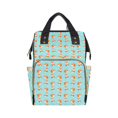 Fox Design Snow Print Pattern Diaper Bag Backpack