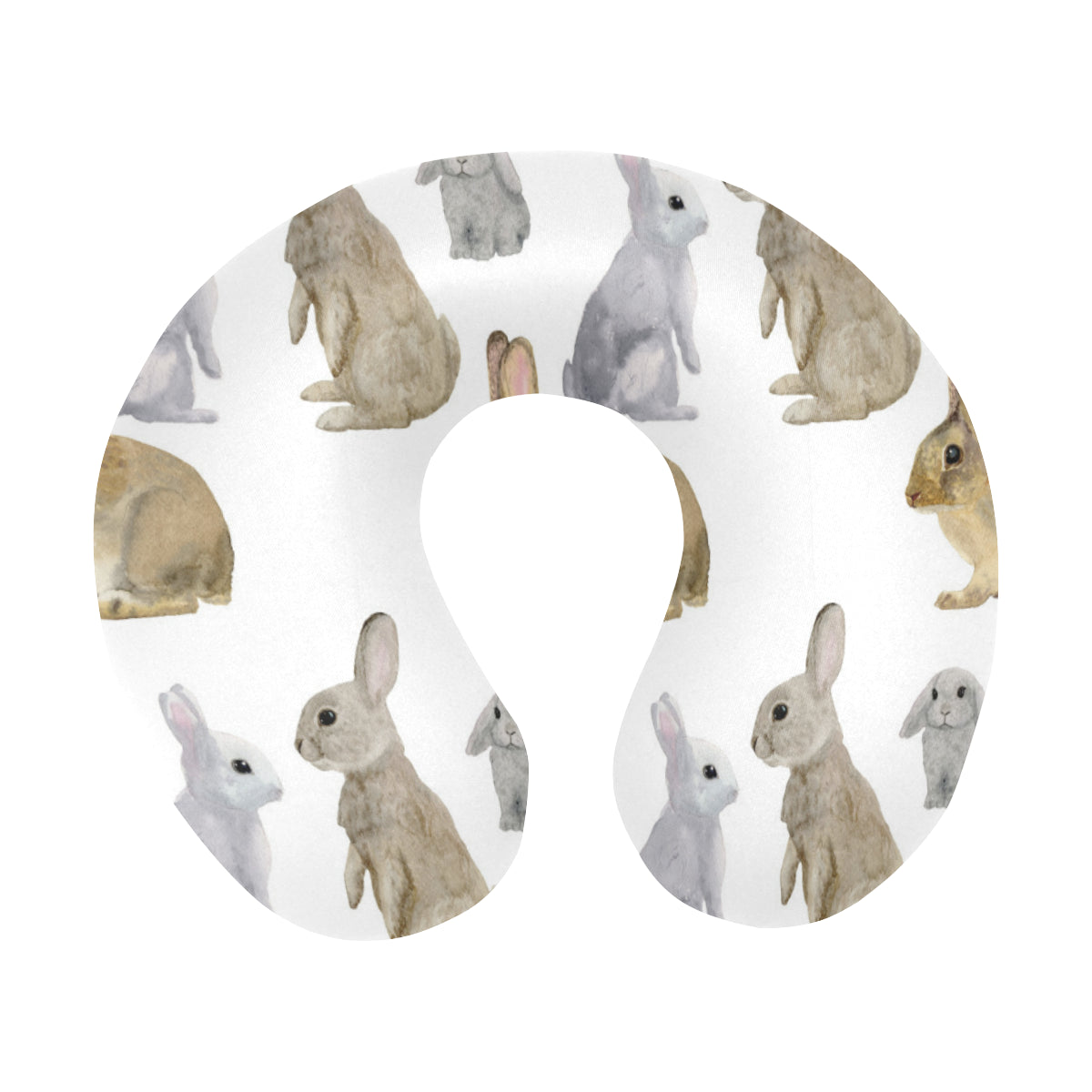 Rabbit Pattern Print Design 02 U-Shaped Travel Neck Pillow