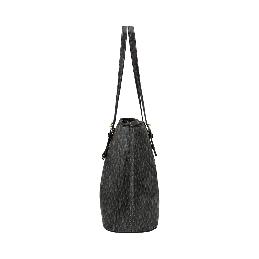 Snake Skin Black Print Leather Tote Bag