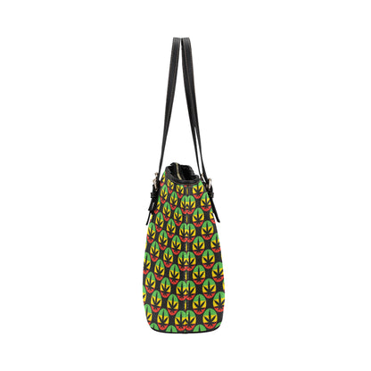 Rasta Reggae Color Design Leather Tote Bag