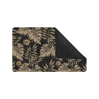 Brown Tropical Palm Leaves Rubber Doormat