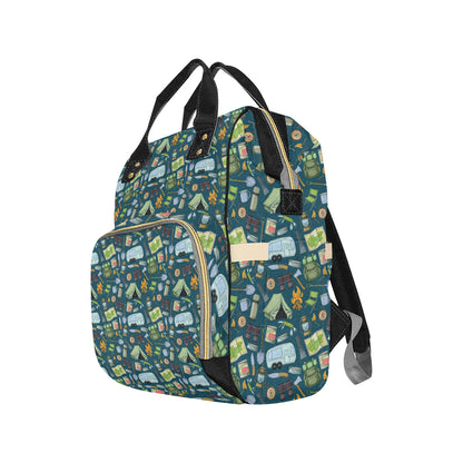 Camping Pattern Print Design 02 Diaper Bag Backpack