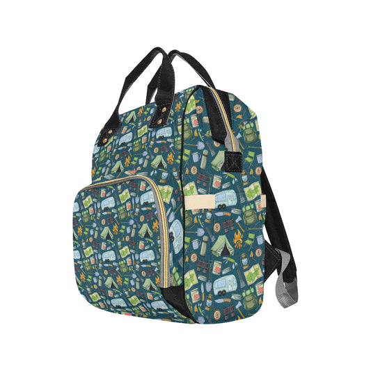 Camping Pattern Print Design 02 Diaper Bag Backpack