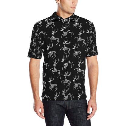 Deer Skeleton Print Pattern Men Polo Shirt