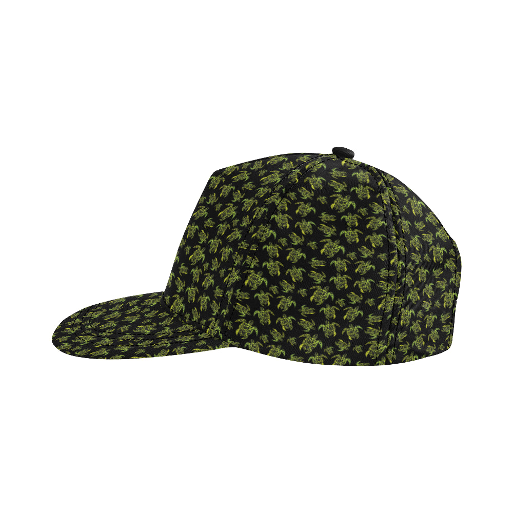 Green Tribal Turtle Polynesian Themed Snapback Cap