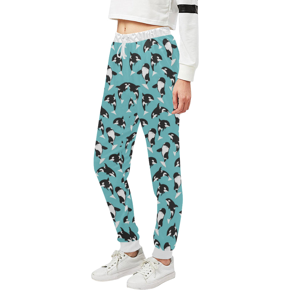 Whale Action Design Themed Print Unisex Sweatpants