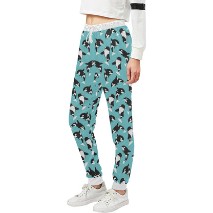 Whale Action Design Themed Print Unisex Sweatpants