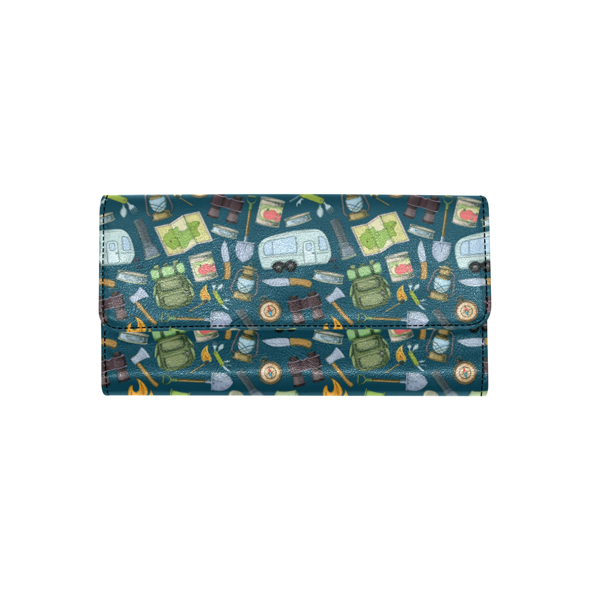 Camping Pattern Print Design 02 Women's Trifold Wallet