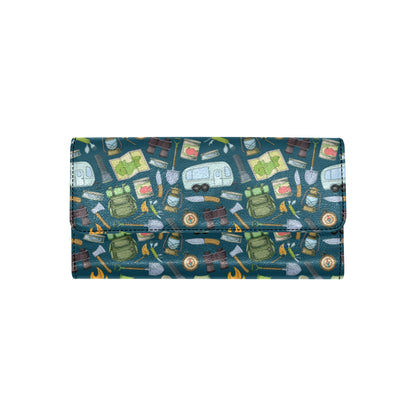 Camping Pattern Print Design 02 Women's Trifold Wallet