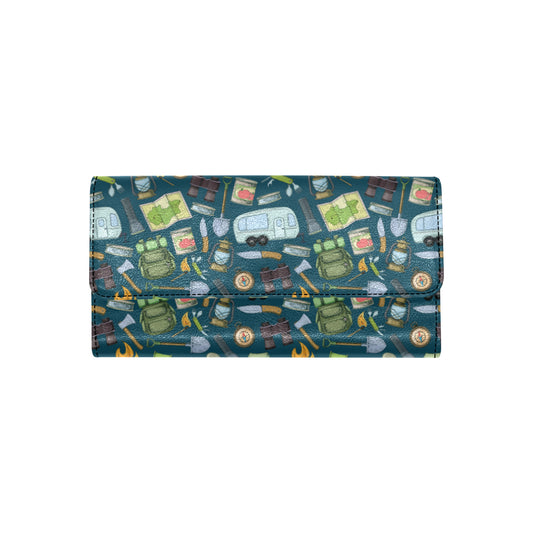 Camping Pattern Print Design 02 Women's Trifold Wallet