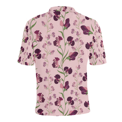 Peony Pattern Print Design PE09 Men Polo Shirt