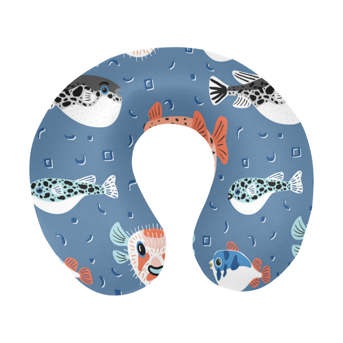 Fugu Pattern Print Design 02 U-Shaped Travel Neck Pillow