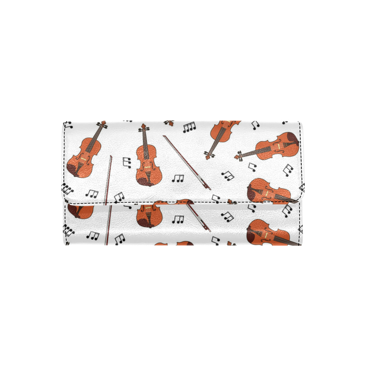 Violin Pattern Print Design 02 Women's Trifold Wallet