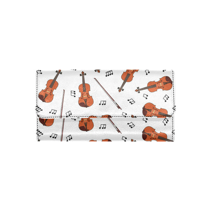 Violin Pattern Print Design 02 Women's Trifold Wallet