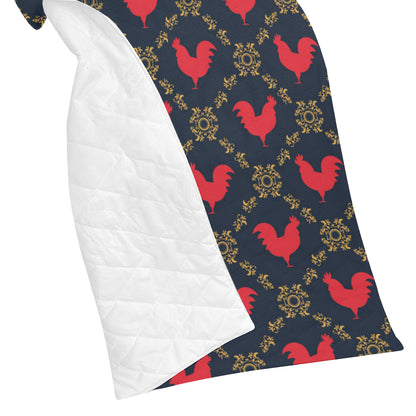 Rooster Pattern Print Design A02 Premium Quilt