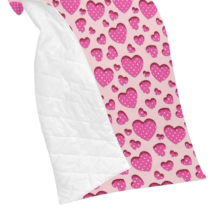Heart Pink Pattern Print Design HE06 Premium Quilt