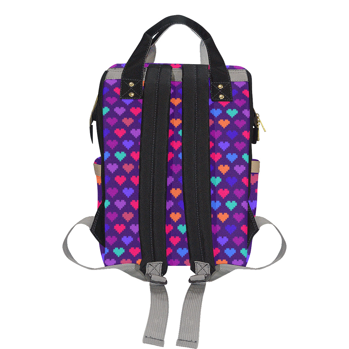 Heart Pixel Pattern Print Design HE03 Diaper Bag Backpack
