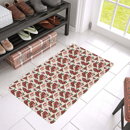 Old School Tattoo Rose Pattern Rubber Doormat