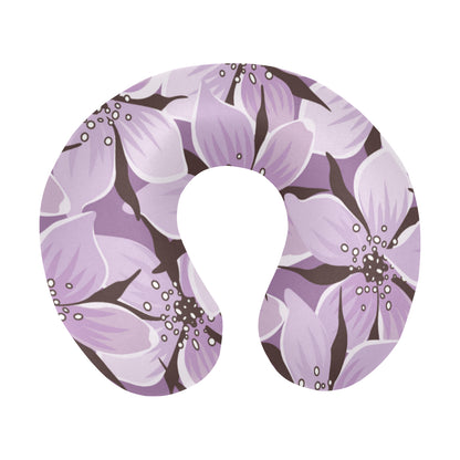 Lilac Pattern Print Design 01 U-Shaped Travel Neck Pillow