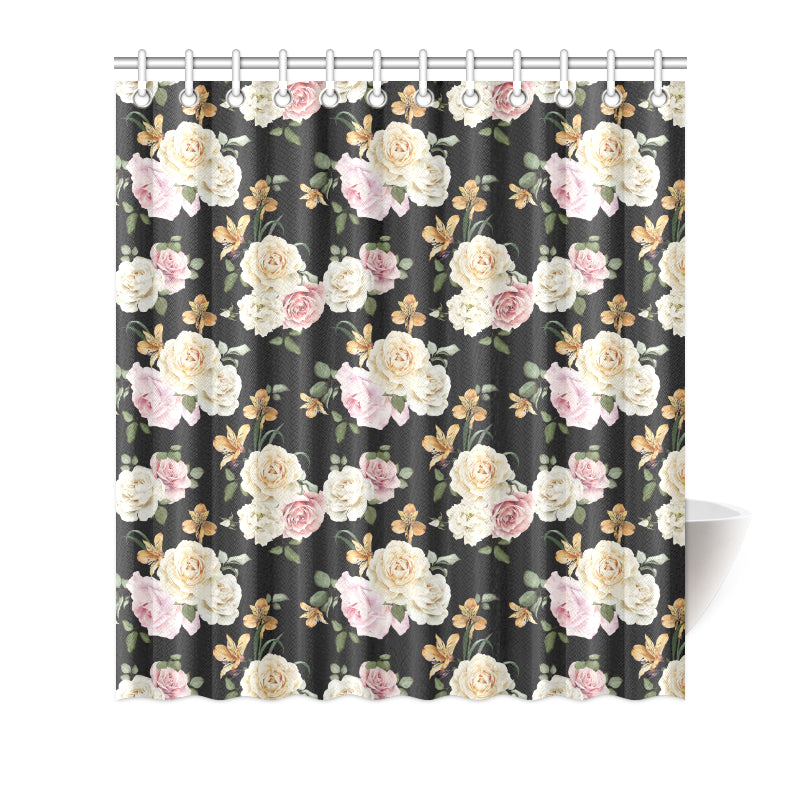 Rose Pattern Print Design A01 Shower Curtain