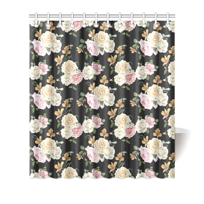 Rose Pattern Print Design A01 Shower Curtain