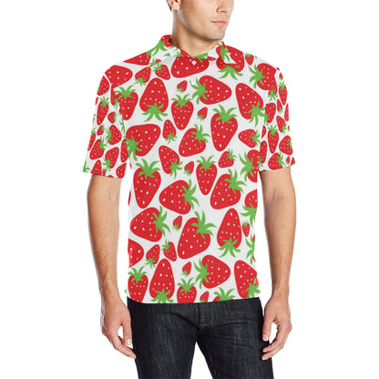 Strawberry Pattern Print Design SB01 Men Polo Shirt