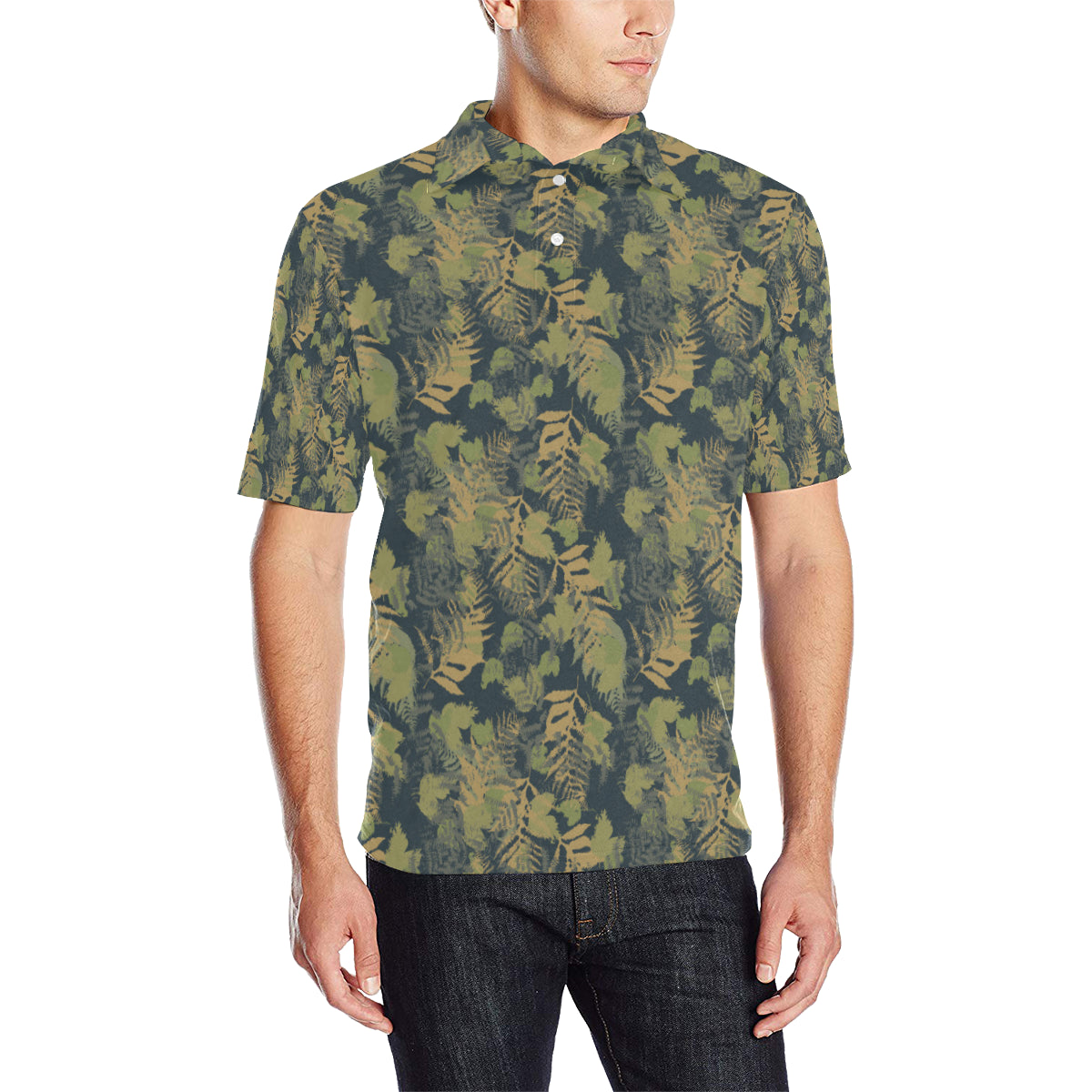 Camouflage Tropical Pattern Print Design 04 Men Polo Shirt