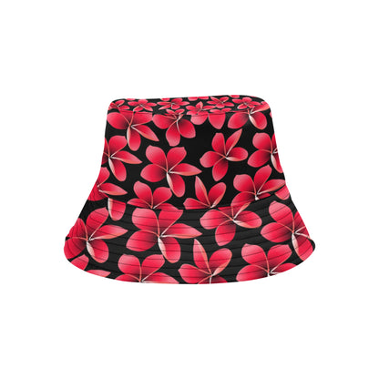 Red Plumeria Pattern Print Design PM025 Unisex Bucket Hat