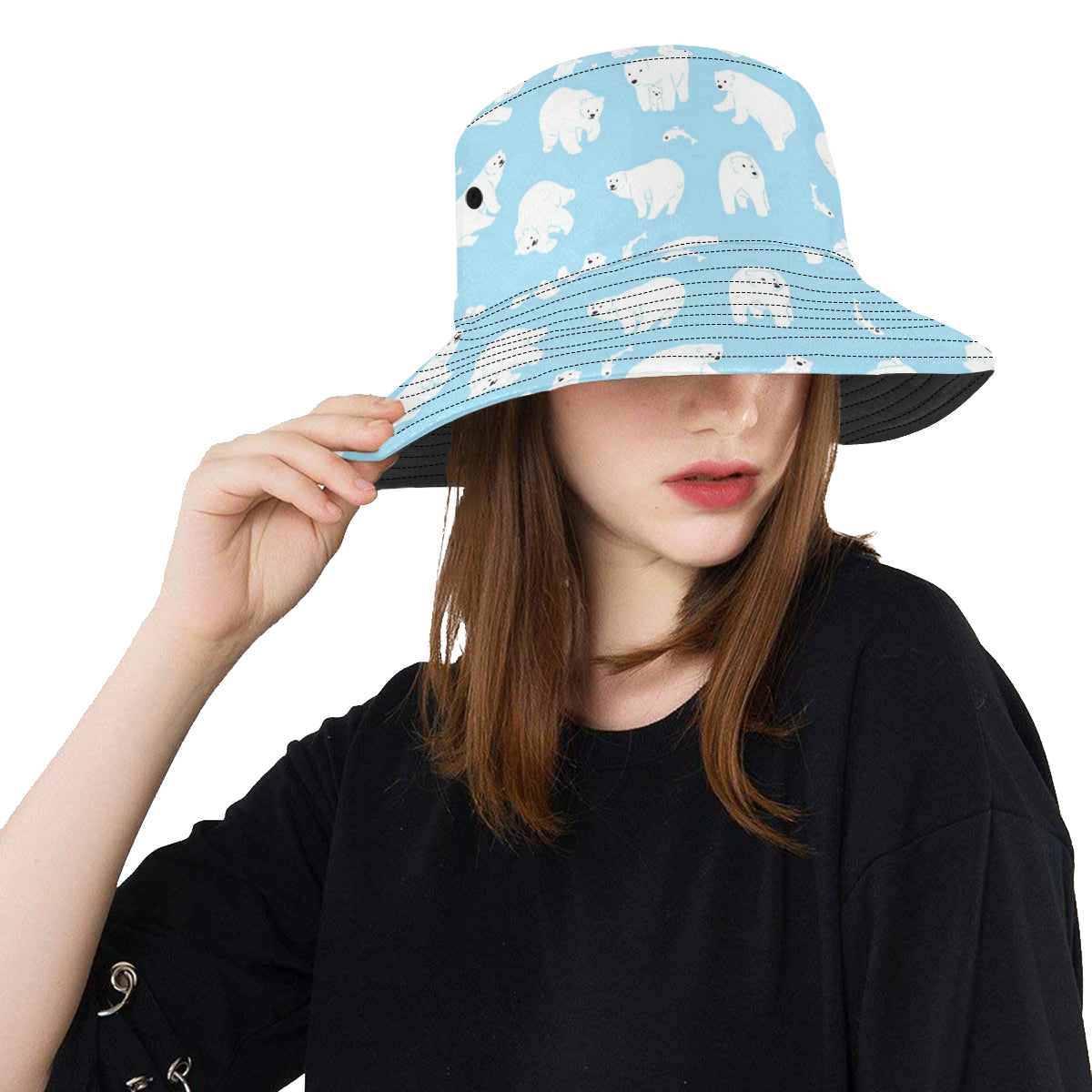 Polar Bear Pattern Print Design PB01 Unisex Bucket Hat