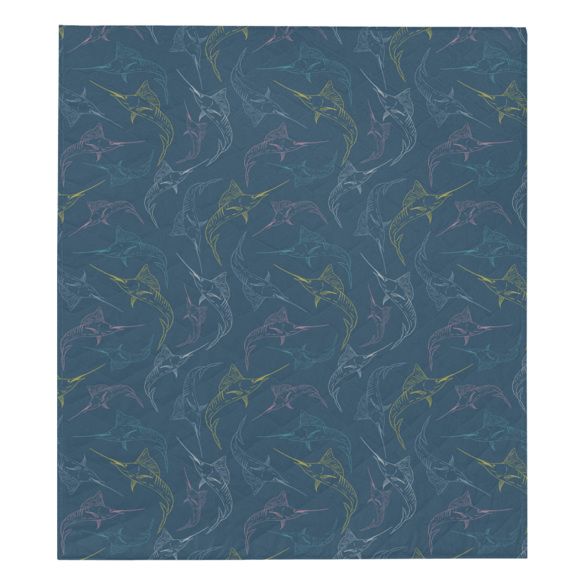 Swordfish Pattern Print Design 02 Premium Quilt