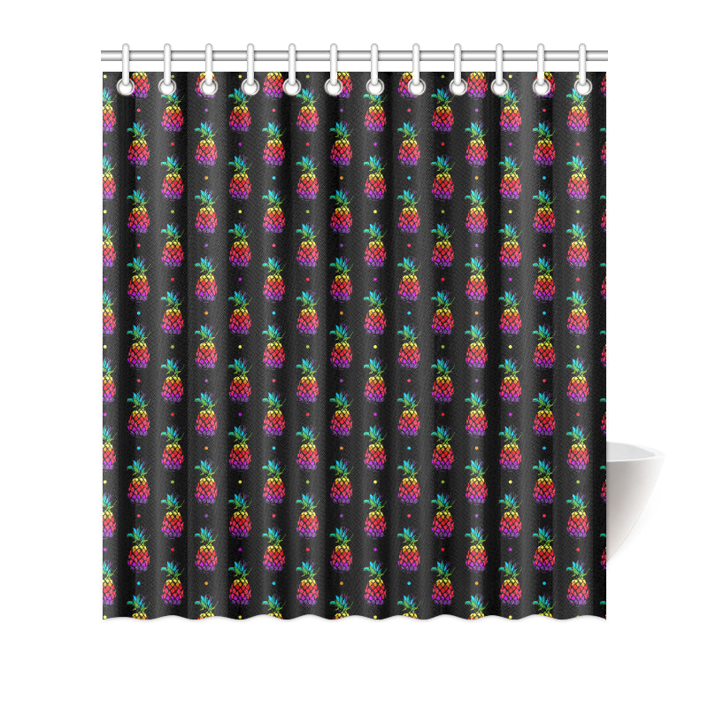 Pineapple Rainbow Dot Print Shower Curtain