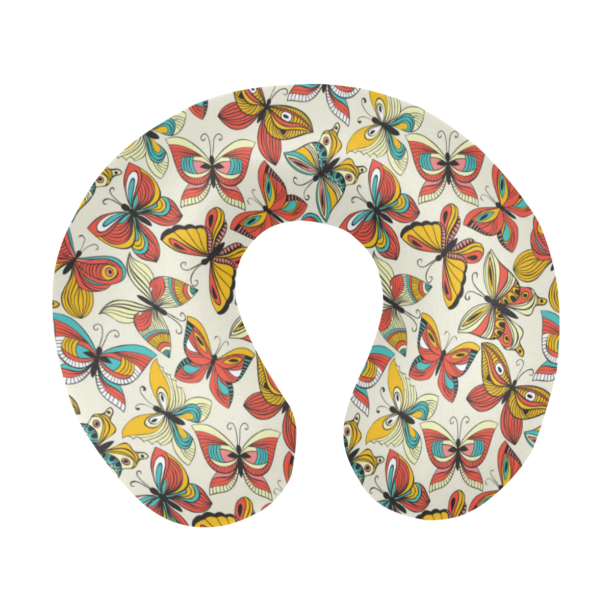 Butterfly Pattern Print Design 02 U-Shaped Travel Neck Pillow