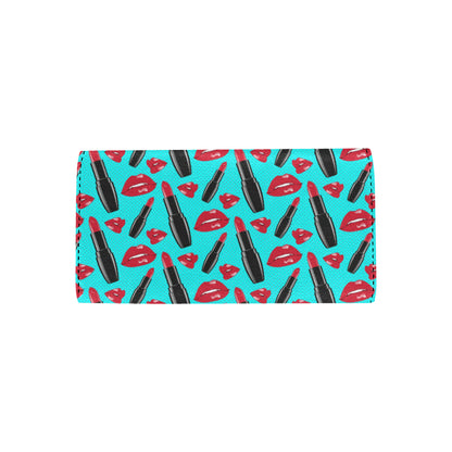 Lipstick Pattern Print Design LT02 Women's Trifold Wallet