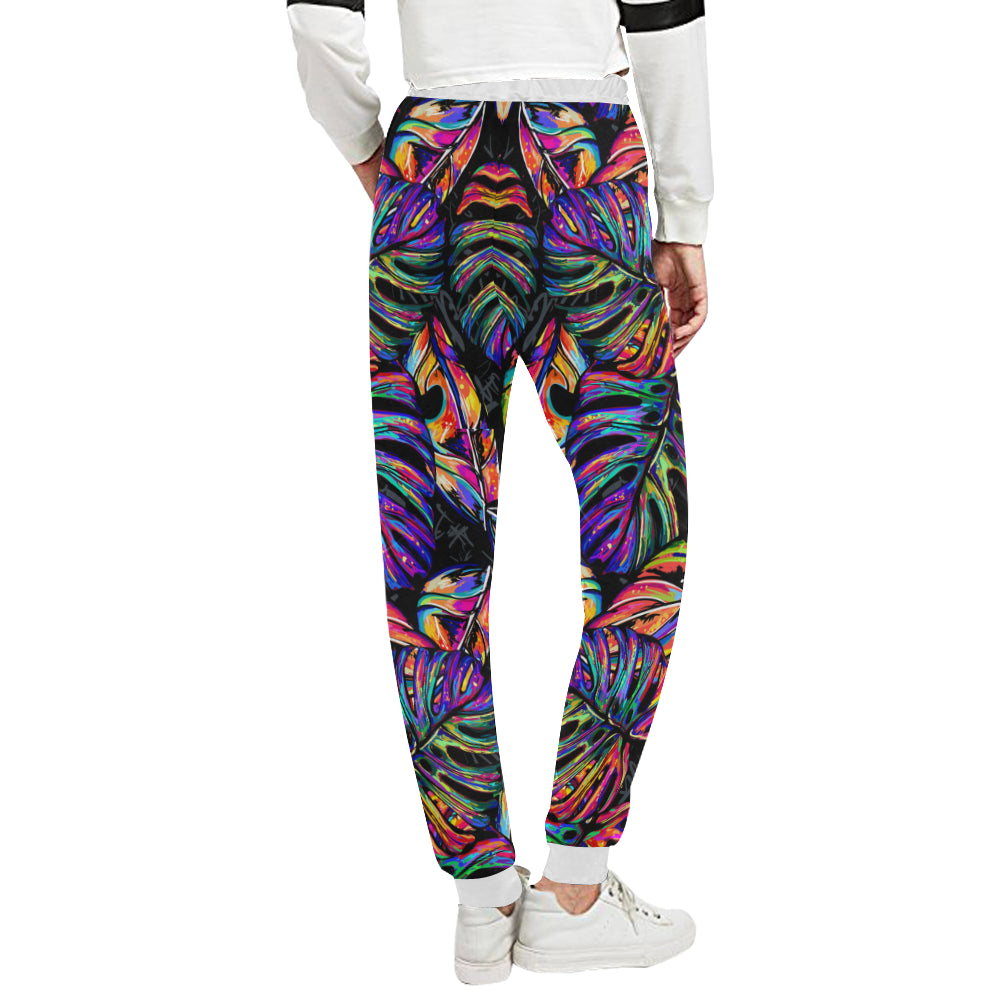 Neon Color Tropical Palm Leaves Unisex Sweatpants