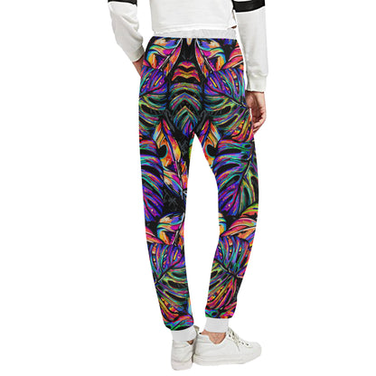 Neon Color Tropical Palm Leaves Unisex Sweatpants