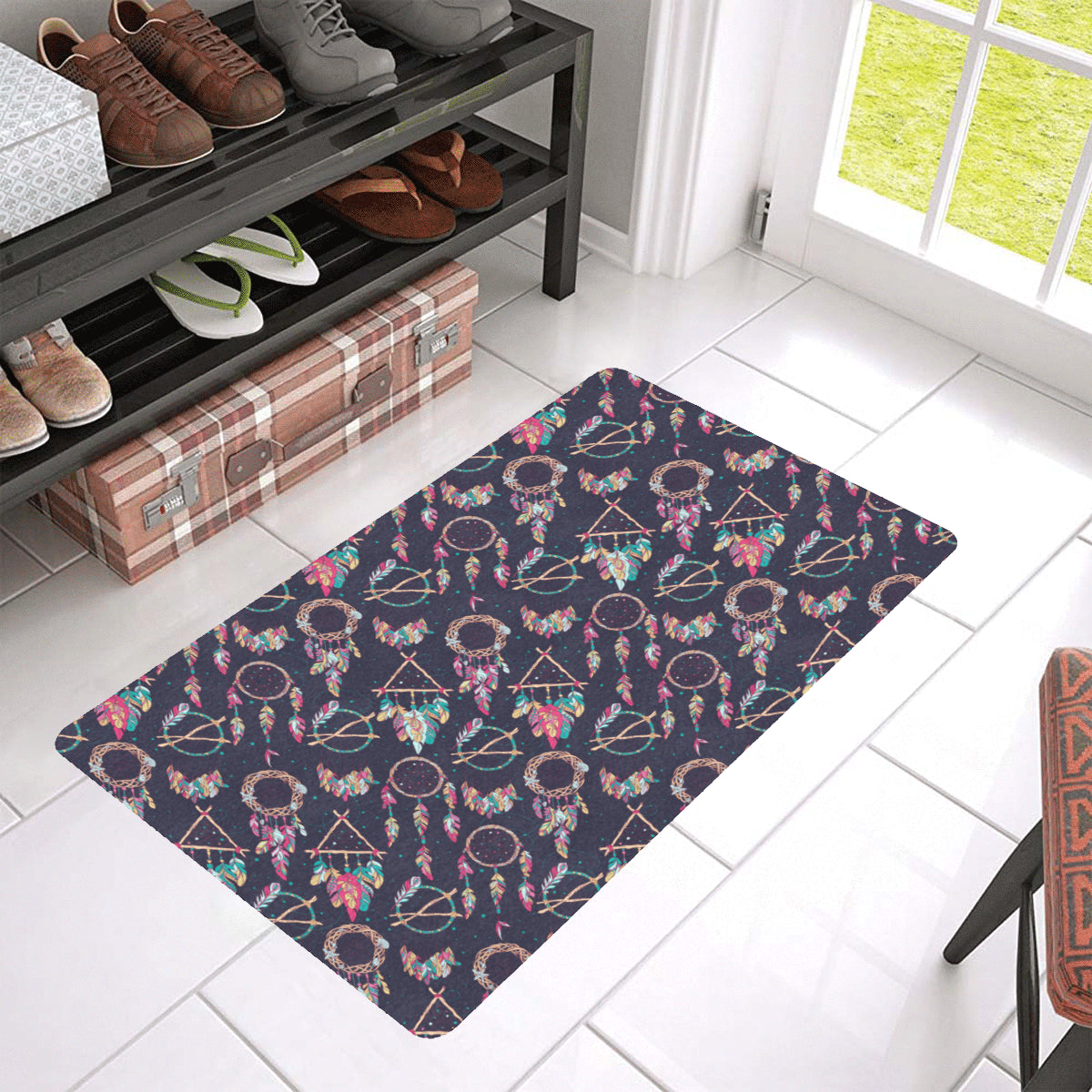 Boho Dream Catcher Colorful Rubber Doormat