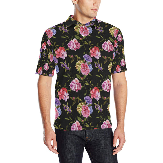 Carnations Pattern Print Design CN05 Men Polo Shirt