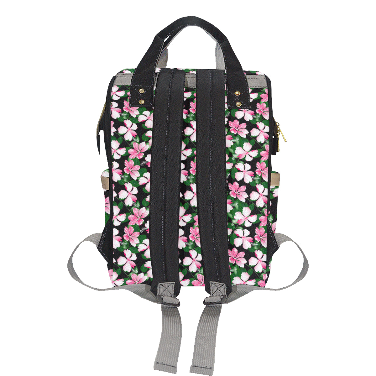 Hibiscus Pink Flower Hawaiian Print Diaper Bag Backpack