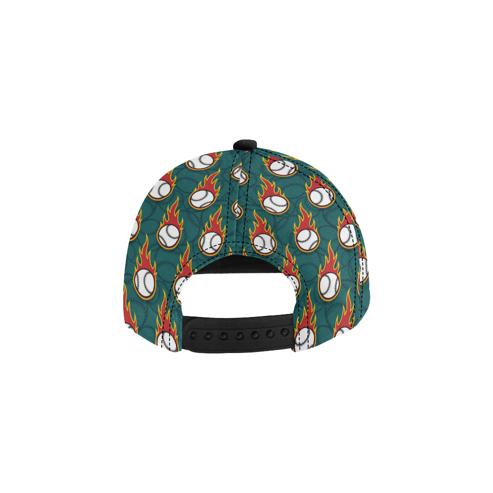 Baseball Fire Print Pattern Snapback Cap