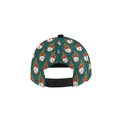 Baseball Fire Print Pattern Snapback Cap