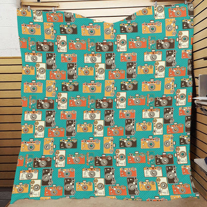 Camera Pattern Print Design 02 Premium Quilt