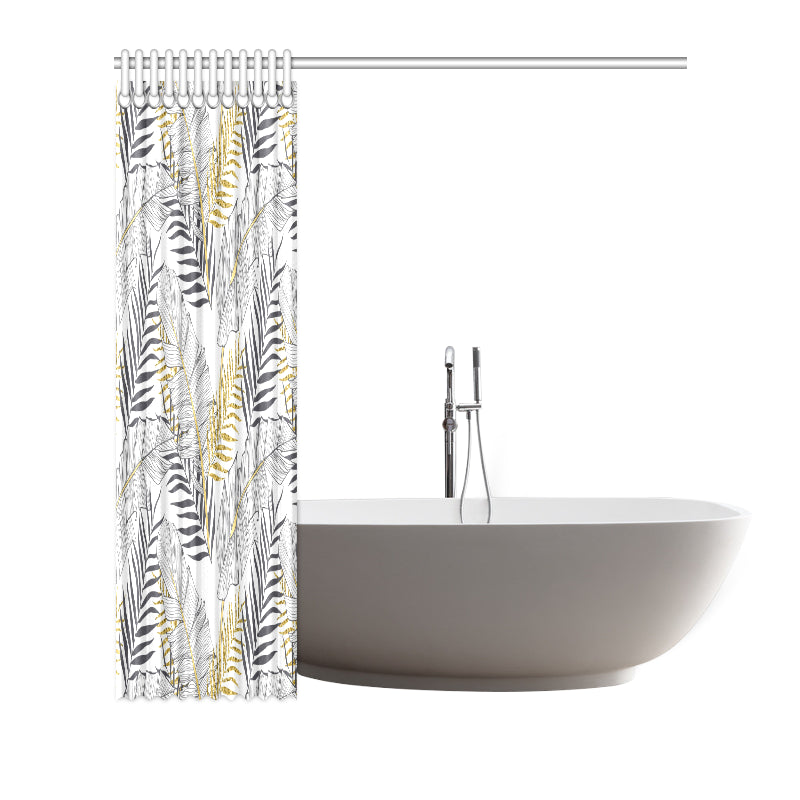 Gold Glitter Tropical Palm Leaves Shower Curtain