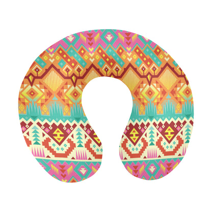 Aztec Pattern Print Design 03 U-Shaped Travel Neck Pillow
